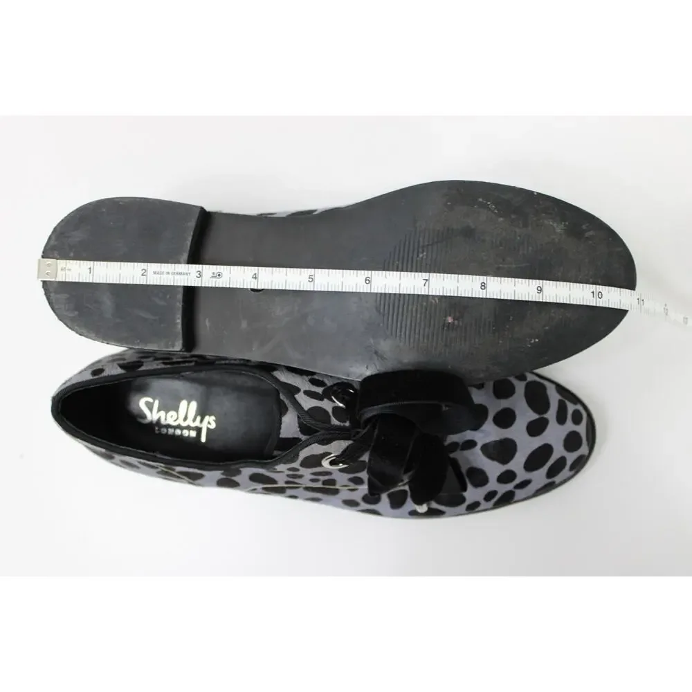 Shellys London Women's 39 8.5 Blue & Black Hair Fur Wingtip Oxford Shoes